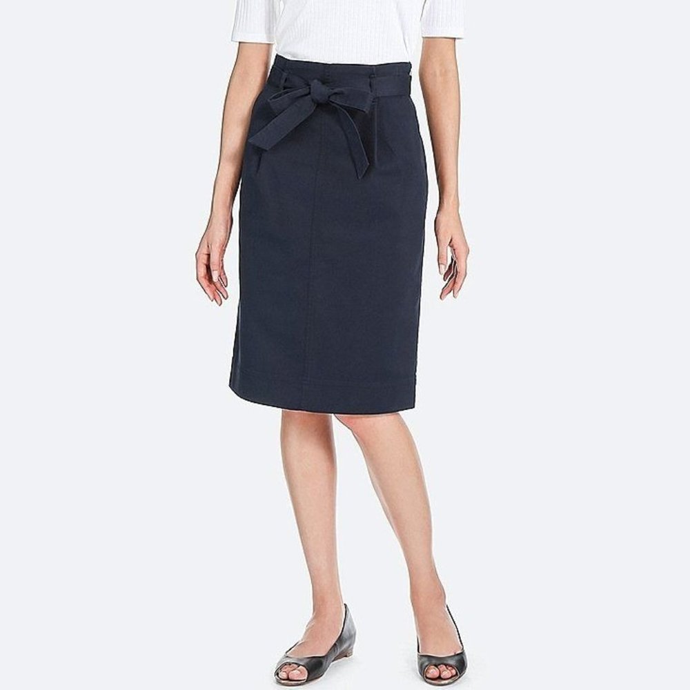 UNIQLO High Waist Belted Narrow Skirt